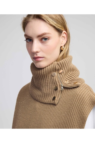İpekyol Tricotaj poncho cu nasturi metalici