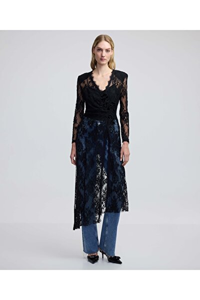 İpekyol Çiçek aplikeli dantel elbise
