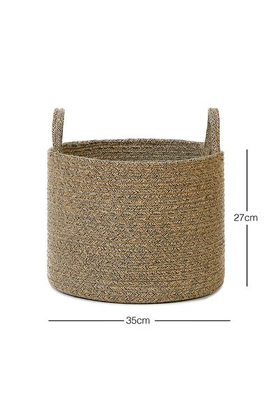 Ocean Home Textile 35x27 Dulap negru topit pentru rufe și organizator de jucării - Coș de depozitare din funie de iută