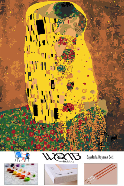 wombhobby Öpücük Sayılarla Boyama Seti 40x 50 Cm (TUVALE GERİLİ)