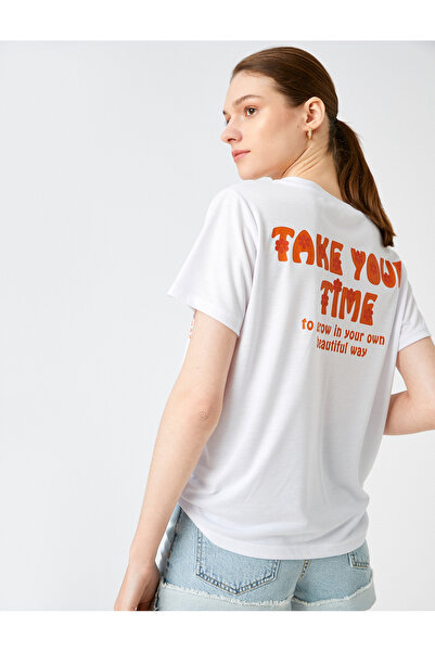 Koton Μπλουζάκι με στάμπα με κοντό μανίκι, λαιμόκοψη