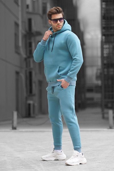 Madmext Σετ φόρμας Basic Blue Hooded 5905