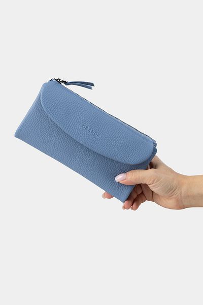 Grande Portofel de dama din piele naturala model Ice Blue 2602 - Flother Boy