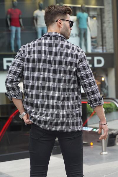 Madmext Gri Ekoseli Regular Fit Erkek Gömlek 6714