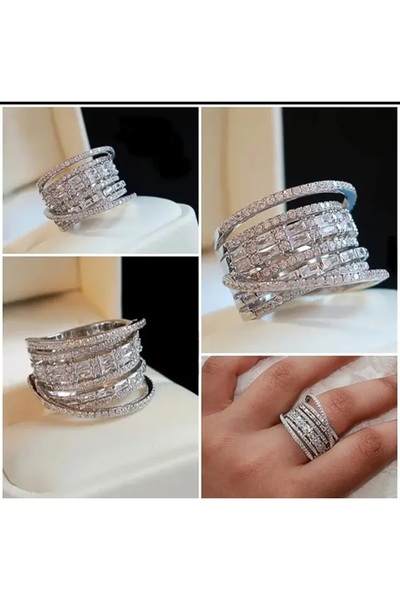 reyselstyle Gümüş Kaplama Baget Taşlı Çelik Yüzük