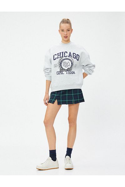 Koton Vysokoškolská mikina se zvýšeným potiskem - Crew Neck, Dlouhý rukáv