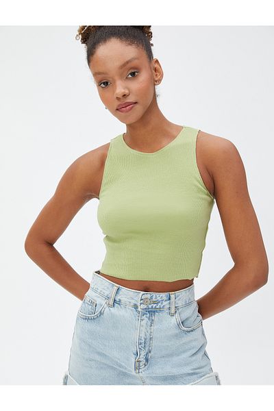 Koton Basic Crop Athlete Neckholder-Kragen gerippt