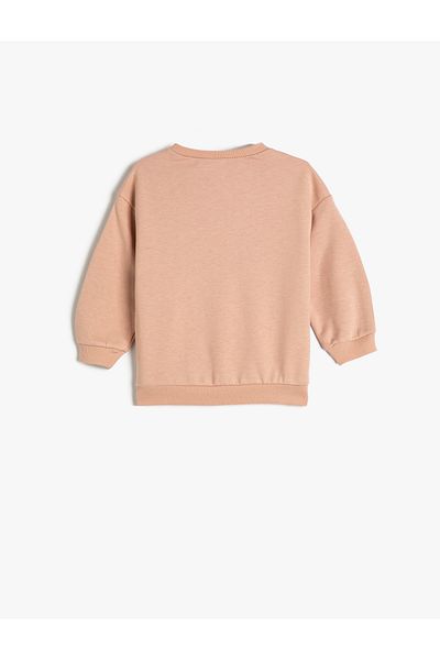 Koton Long Sleeve Floral Printed - Crew Neck Raised Cotton Sweatshirt