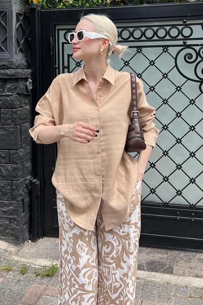 Madmext Φαρδύ παντελόνι με μοτίβο βιζόν με ελαστική μέση MG2051