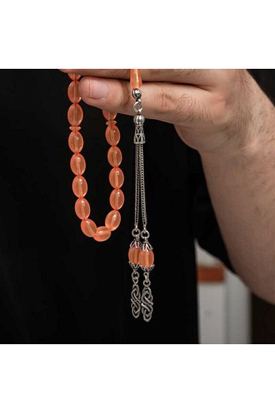 Skygo Silver Tassel Clamping Amber Prayer Beads