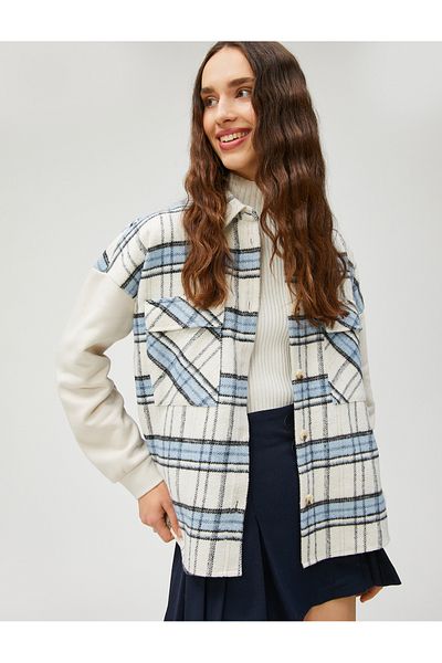 Koton Jachetă cămașă lumberjack cu nasturi cu buzunar dublu