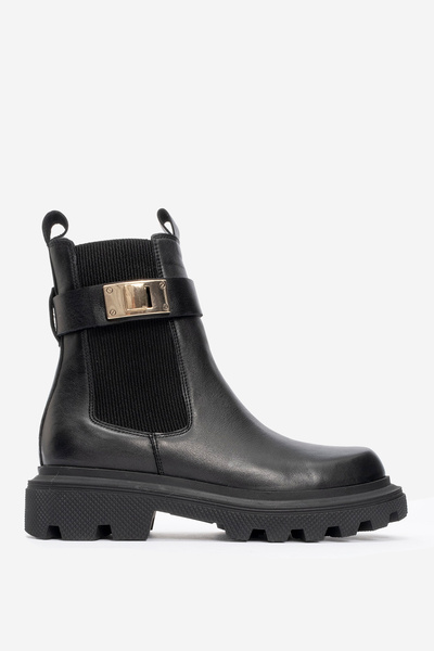Dericlub Kadın Kalın Taban Casual Chelsea Bot Gerçek Deri Rc 38802 Siyah