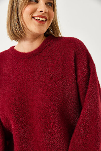 Bianco Lucci Women's Wide Sleeve Bearded Oversize Soft Sweater 60261119