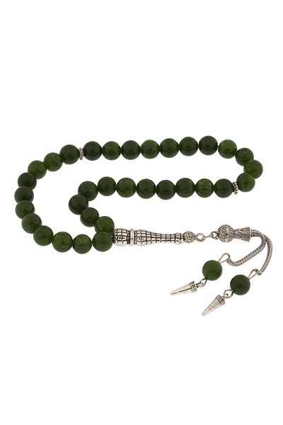 Skygo Green Tasseled Natural Stone Metal Rosary