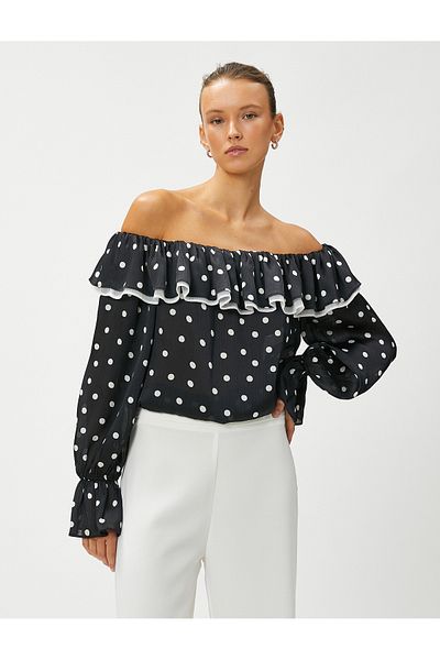 Koton Chiffonbluse mit schulterfreiem Volant