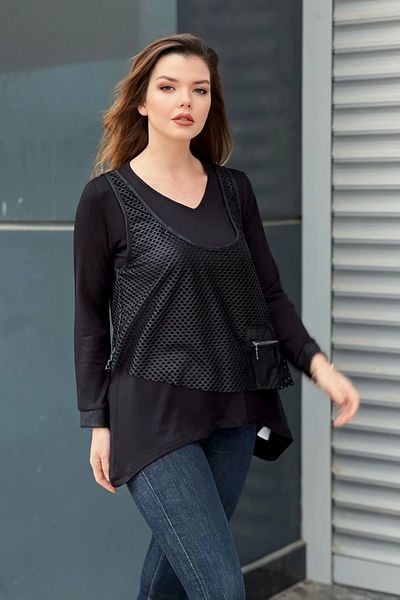 aytemas Two-Piece Set with Net Vest and Zipper Detail