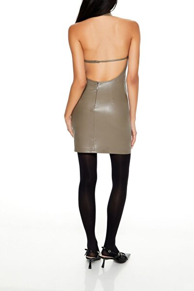Forever 21 Suni Deri Mini Elbise