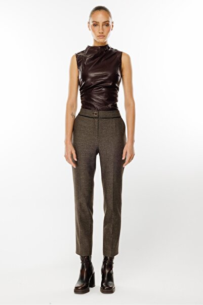 Moda İlgi Modailgi  Yandan Cepli Sigara Paça Klasik Pantolon - 7077 Kahve