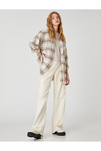 Koton Oversize Lumberjack Shirt Jacket Hooded Long Sleeve