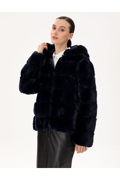 Pierre Cardin Navy Blue Hooded Faux Fur 50290327-Vr033