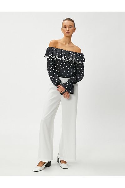 Koton Chiffonbluse mit schulterfreiem Volant