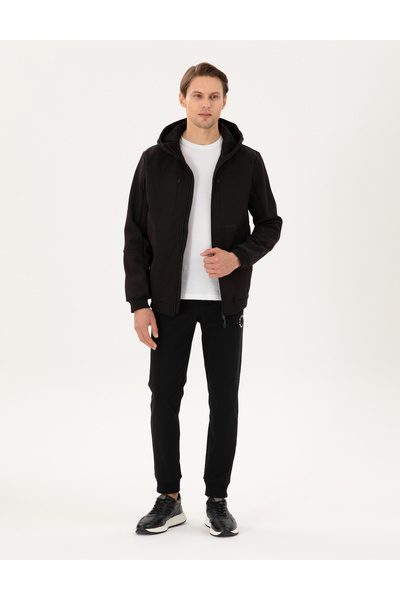 Pierre Cardin Μαύρο παλτό με κουκούλα 50292554-VR046