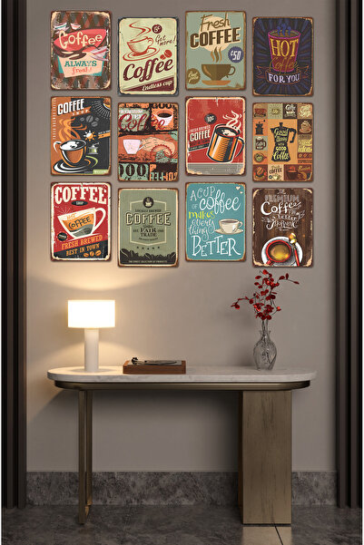 kutuTR Dekorize Mdf Tablo Seti 12 Parça 3 mm - Cafe Mutak Model Duvar Dekoru Mtf13
