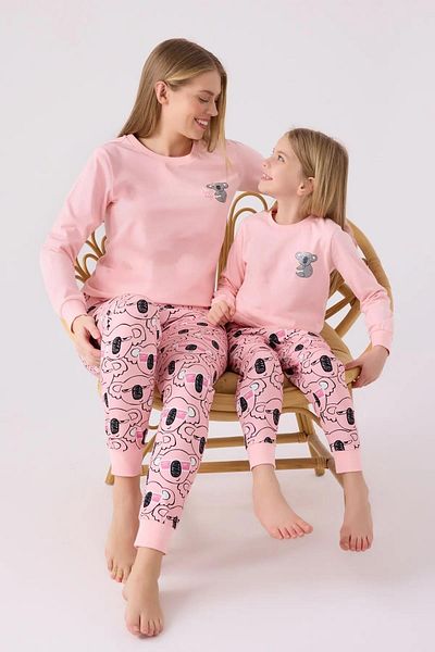 ROLY POLY 3491-2 Pink Koala Pattern Combed Cotton Pajamas Set - Elastic Leg, Can Be Combined