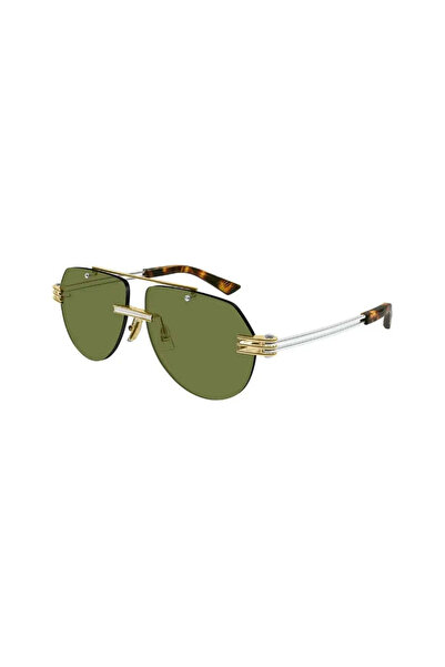 Bottega Veneta BV1342S003 Unisex Güneş Gözlüğü Gold Metal Çerçeve Yeşil Lens ...