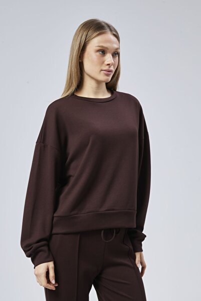 soBasic Широкі штанини - Нервурні деталі Велосипедний комір Еластичний пояс Модальний спортивний костюм - Кава