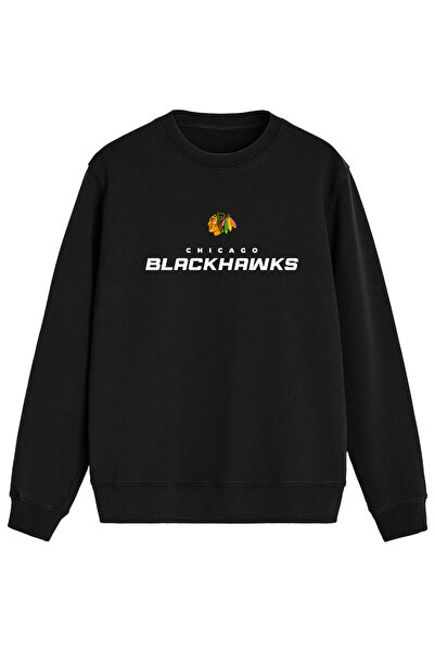 BA Sportswear سويت شيرت شيكاغو بلاك هوكس NHL هوكي الجليد الأسود العادي