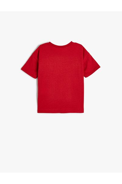 Koton T-Shirt Short Summer Themed Sleeves Crew Neck Cotton