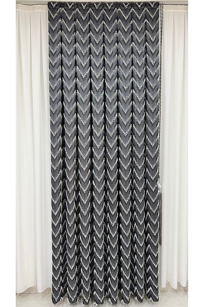 Fon Dünyası Anthracite Gray Pile Board Background Curtain - Dubai Single Wing