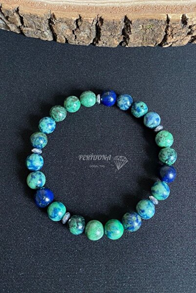 DOĞAL TAŞ CENNETİ Azurit Taşı Doğal Taş Bileklik Mutluluk Migren