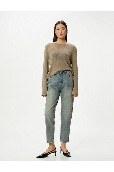 Koton High Waist Mom Jeans Cotton with Pockets - Mom Jean