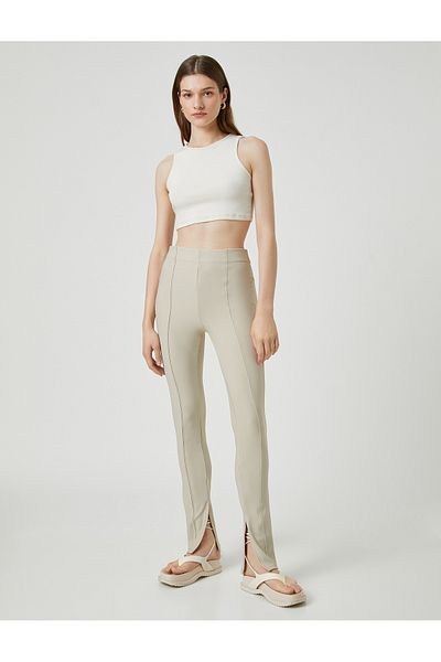 Koton Slit Detailed Leggings Ribbed High Waist