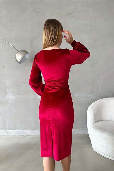 Trendusfashion Rochie cu mânecă lungă din catifea