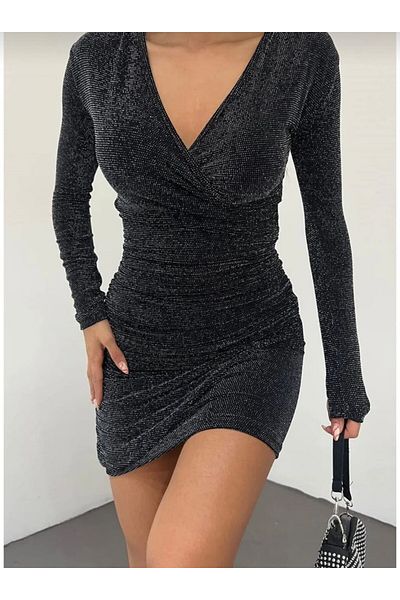 Butik Merrline Sandy Fabric Silvery Fashionable Evening Dress