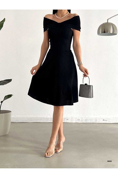 Trendusfashion Φόρεμα Madonna Collar Crepe Fabric Flared