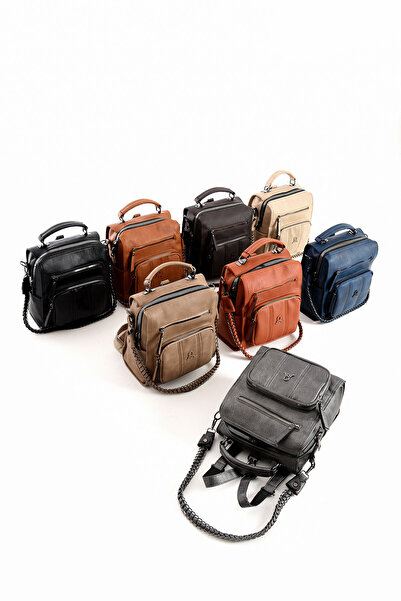 YOGII Zipes Unisex Quality Leather Backpack and Shoulder Bag - Multi-Compartment Vip with Chain