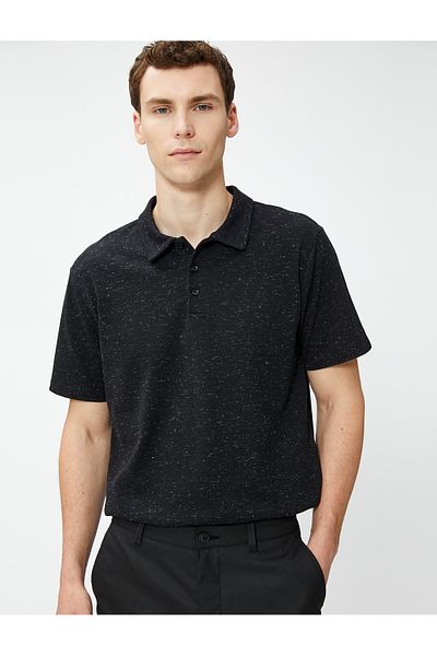 Koton Tricou cu gât polo topit, cu mânecă scurtă cu nasturi