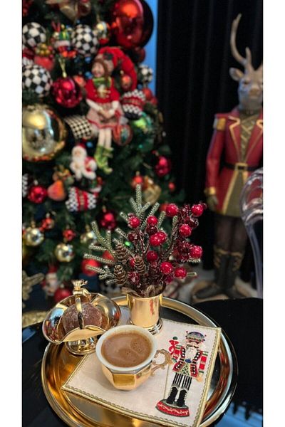 ge living Nutcrackers Cocktail Napkin - 2 Pieces of Bullet Soldier Embroidered Coffee Cup Pad