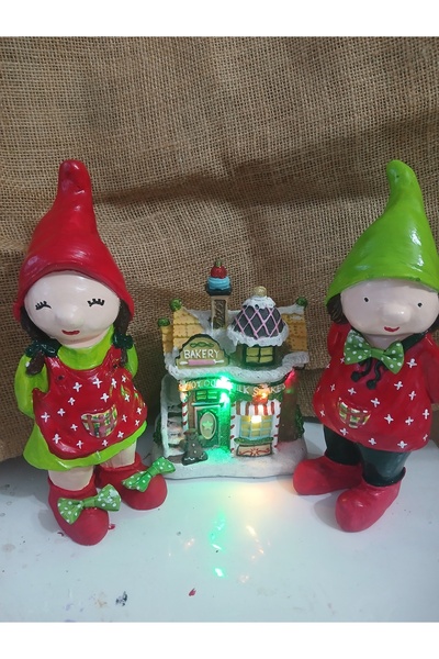RENKLİMASALTASARIMLAR YILBAŞI TEMALI EL YAPIMI Bahçe Decor Cüce 2'li Set
