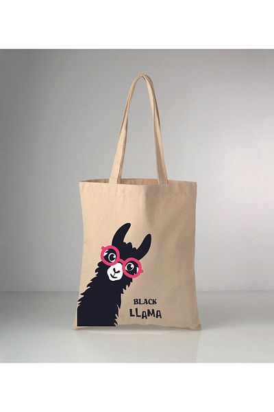 GİFTORA Our Animals Lama Printed Raw Cloth Shoulder Bag 35X40 cm