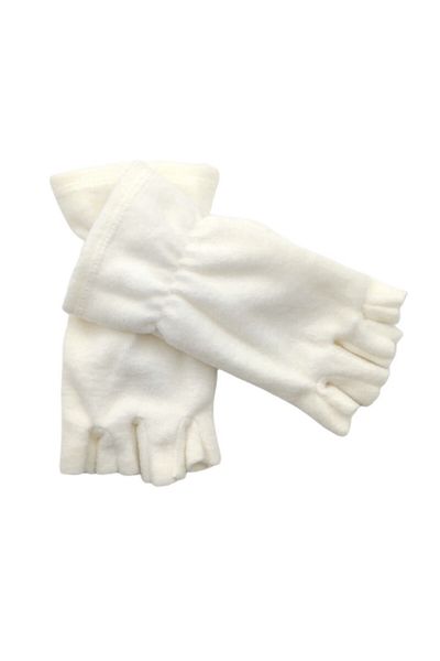 AXE SPORTSWEAR Unisex Ecru Fingerless Cut Half Finger Winter Thermal Fleece Gloves