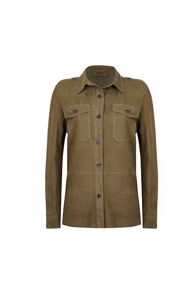 Desa Allecra Green Women's Suede Leather Shirt