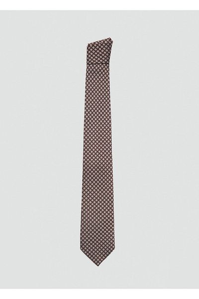MANGO Man Geometric Pattern Silk Tie