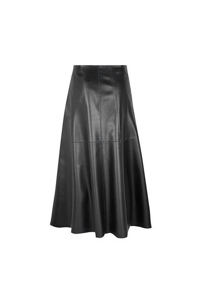 Desa Aulii Black Women's Slit Leather Skirt