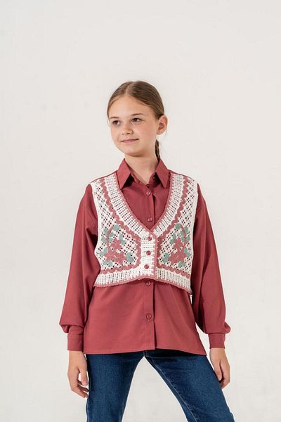 GİYİCEM Tricotaj pentru fete Vestă Cămașă