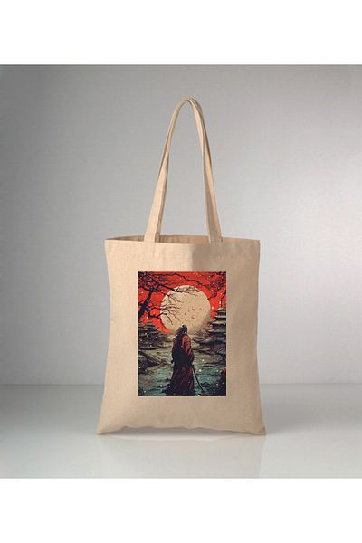 GİFTORA Samurai Printed Raw Cloth Bag 35X40 cm